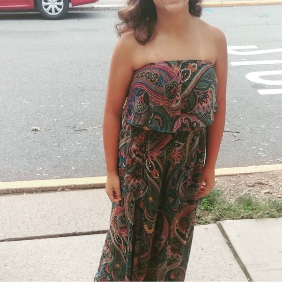 Ashley Stewart Strapless Multicolor Paisley Maxi Dress - Size 12 EUC - Picture 7 of 7